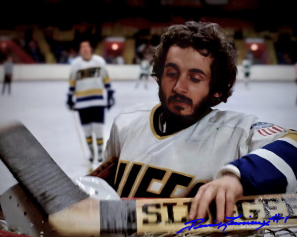 Getting ready for the game - Denis Lemieux - signed picture by Yvon Barrette